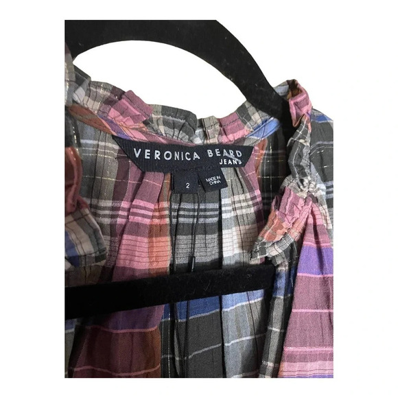 NWT Veronica Beard Olive and Pink Plaid Ruffle Destiny Dress Size 2 - Picture 10 of 12